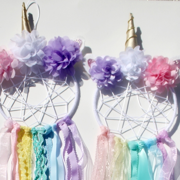 Unicorn Pastel Rainbow Dream Catcher, bow holder - Picture 1 of 4